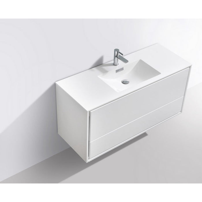 KubeBath DeLusso 48" Wall Mount Modern Bathroom Vanity KubeBath
