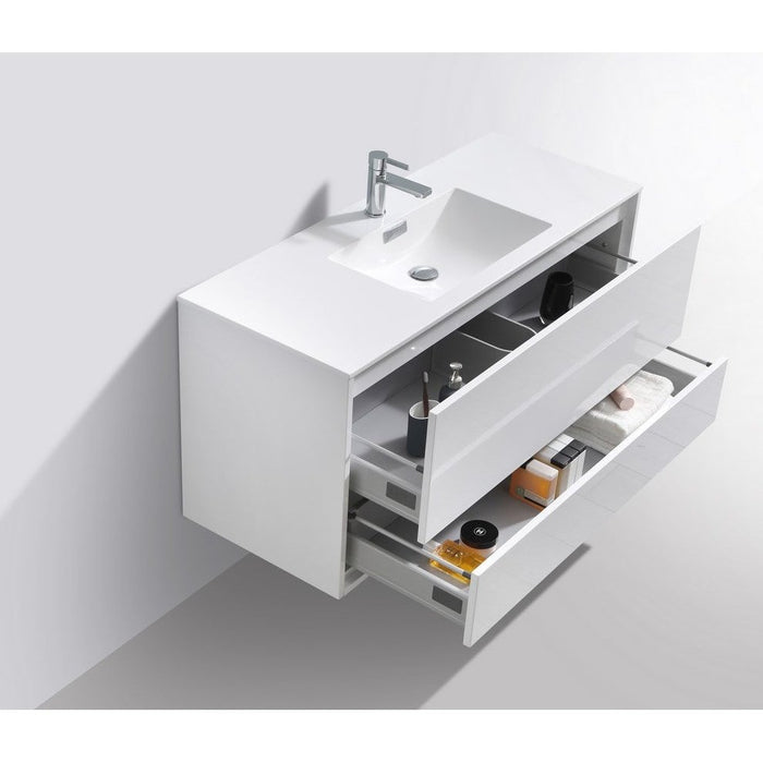 KubeBath DeLusso 48" Wall Mount Modern Bathroom Vanity KubeBath