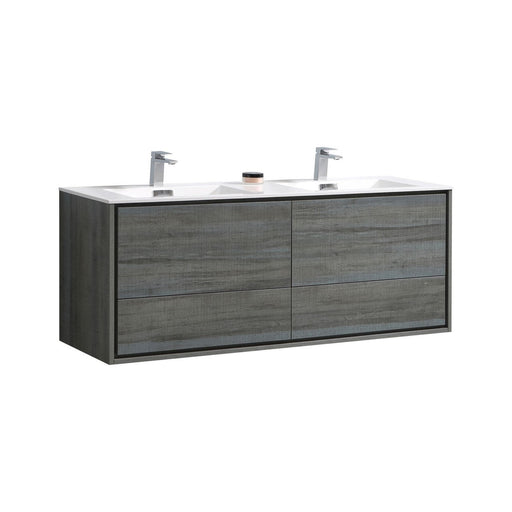 KubeBath DeLusso 60" Double Sink Wall Mount Modern Bathroom Vanity KubeBath