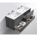 KubeBath DeLusso 60" Double Sink Wall Mount Modern Bathroom Vanity KubeBath