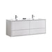 KubeBath DeLusso 60" Double Sink Wall Mount Modern Bathroom Vanity KubeBath