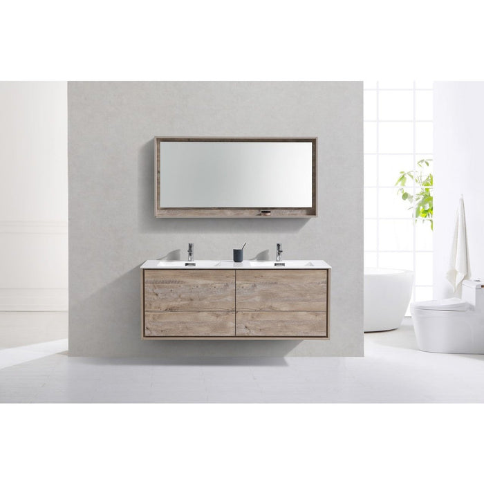 KubeBath DeLusso 60" Double Sink Wall Mount Modern Bathroom Vanity KubeBath