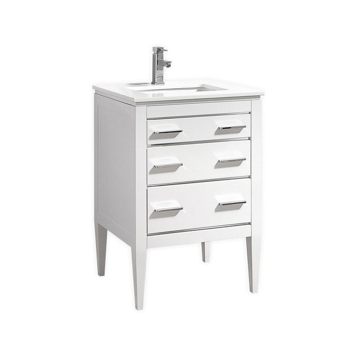 KubeBath Eiffel Gloss White Vanity with Quartz Counter Top KubeBath