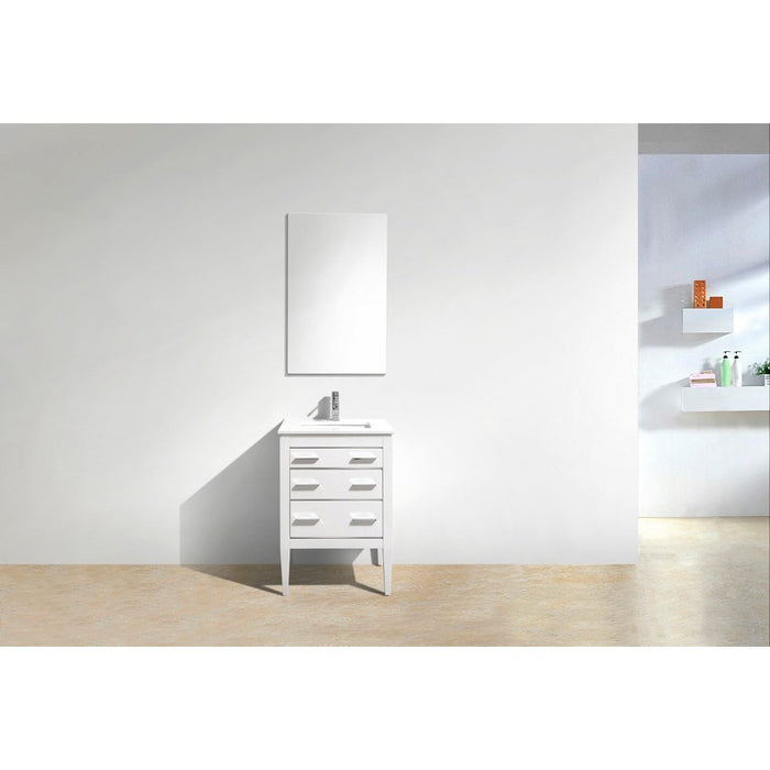 KubeBath Eiffel Gloss White Vanity with Quartz Counter Top KubeBath