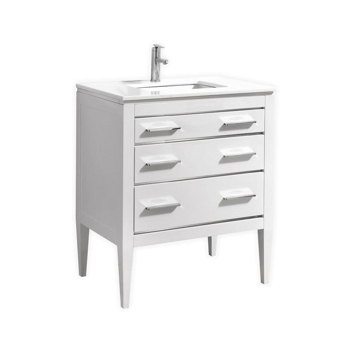 KubeBath Eiffel Gloss White Vanity with Quartz Counter Top KubeBath