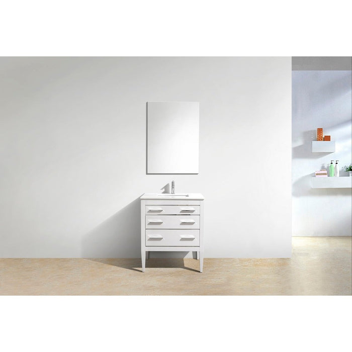 KubeBath Eiffel Gloss White Vanity with Quartz Counter Top KubeBath