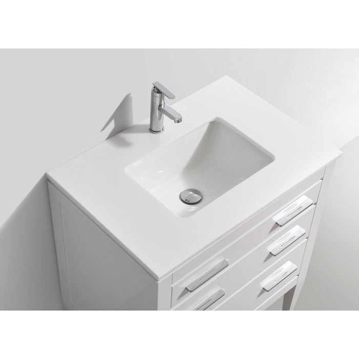 KubeBath Eiffel Gloss White Vanity with Quartz Counter Top KubeBath