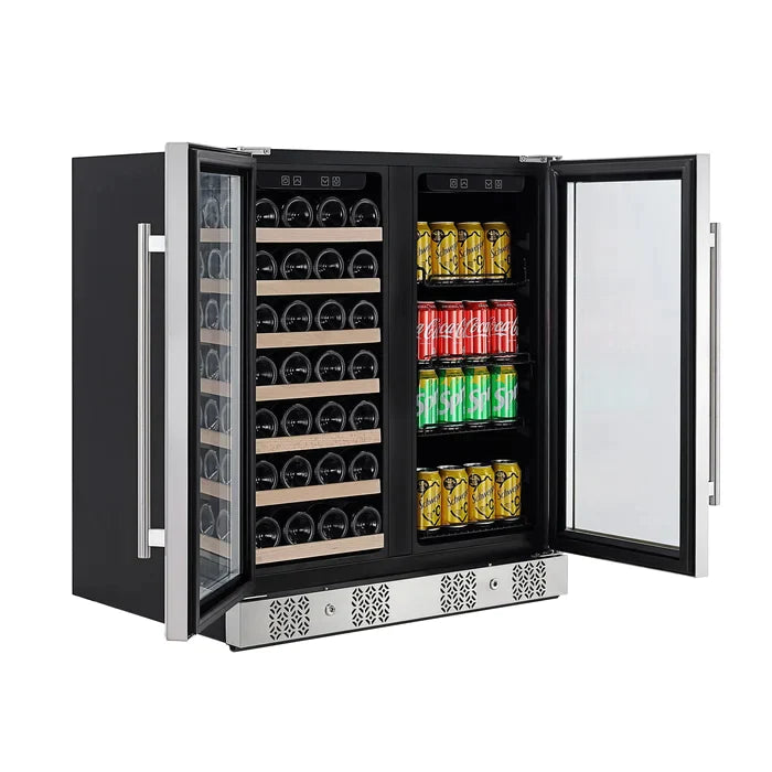 Empava 24" 20 Bottle and 79 Can Dual Zone Wine Cooler and Beverage Cooler, EMPV-BR04D Empava