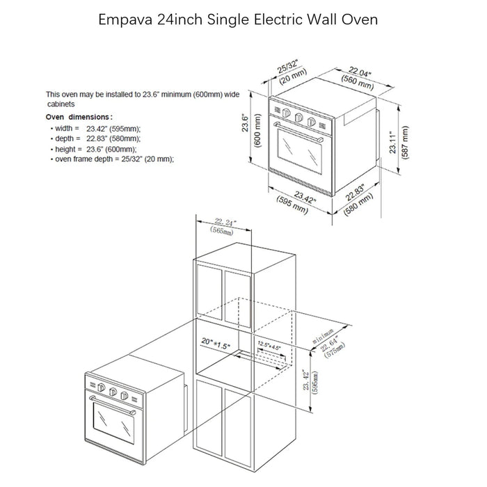 Empava 24" Single Electric Wall Oven  - 2.3 cu. ft, EMPV-24WOB14 Empava