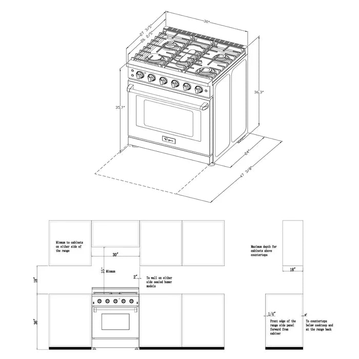 Empava 30" Freestanding Single Oven Natural Gas Range with 5 Burners- 4.5 cu.ft, EMPV-30GR10 Empava
