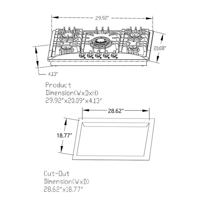 Empava 3-Appliance Package - Empava 30" Air Fry Electric Oven, Empava 30" Cooktop, Empava 30" Wall Mount Range Hood, AP-EMPV-30WO04 Empava