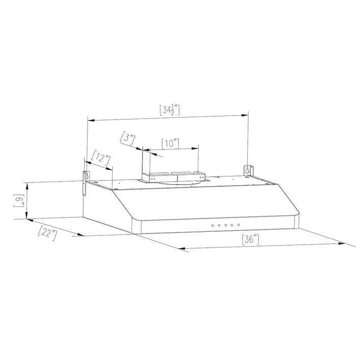 Empava 36" 500 CFM Ultra Slim Ducted Under Cabinet Range Hood, EMPV-36RH12 Empava