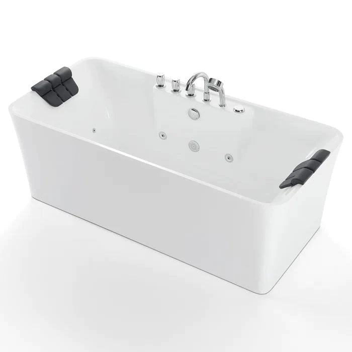 Empava 59" Freestanding Whirlpool Bathtub with Faucet, EMPV-59AIS15 Empava
