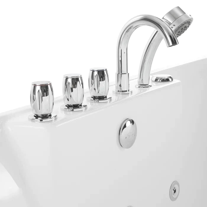 Empava 59" Freestanding Whirlpool Bathtub with Faucet, EMPV-59AIS15 Empava