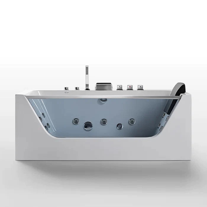 Empava 59" Modern Alcove Whirlpool Bathtub with Center Drain and LED Lights, EMPV-59JT408LED Empava