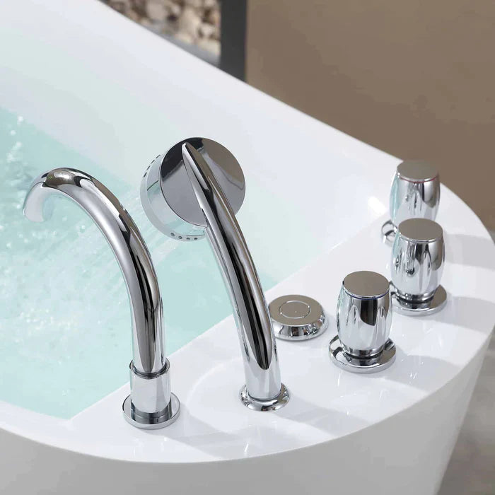 Empava 59" Freestanding Whirlpool Acrylic Bathtub with Faucet,  EMPV-59AIS04 Empava