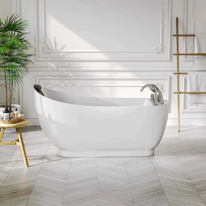 Empava 59" Freestanding Whirlpool Acrylic Bathtub with Faucet,  EMPV-59AIS04 Empava