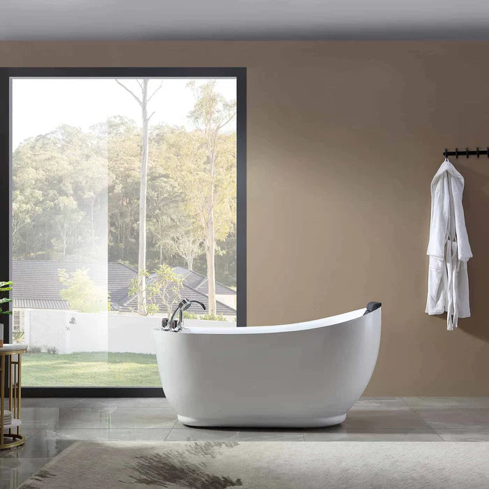Empava 59" Freestanding Whirlpool Acrylic Bathtub with Faucet,  EMPV-59AIS04 Empava