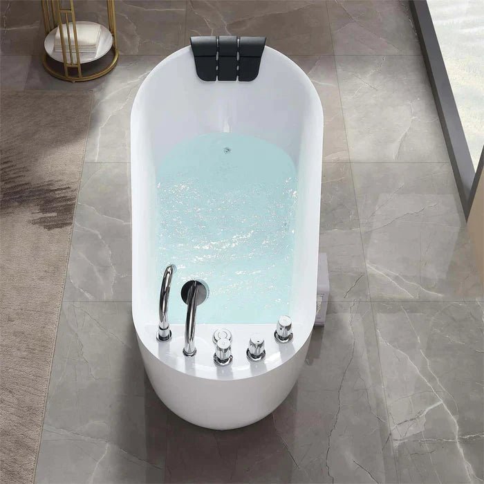 Empava 59" Freestanding Whirlpool Acrylic Bathtub with Faucet,  EMPV-59AIS04 Empava