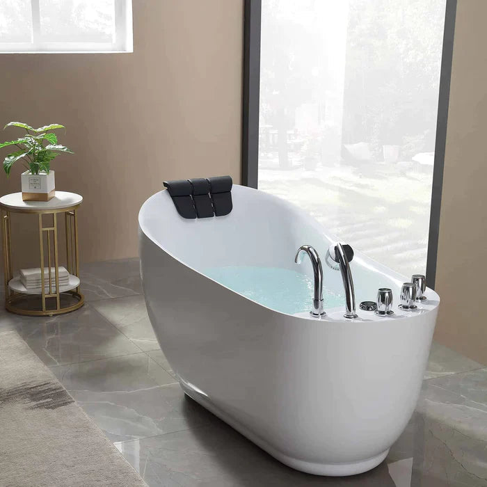 Empava 59" Freestanding Whirlpool Acrylic Bathtub with Faucet,  EMPV-59AIS04 Empava