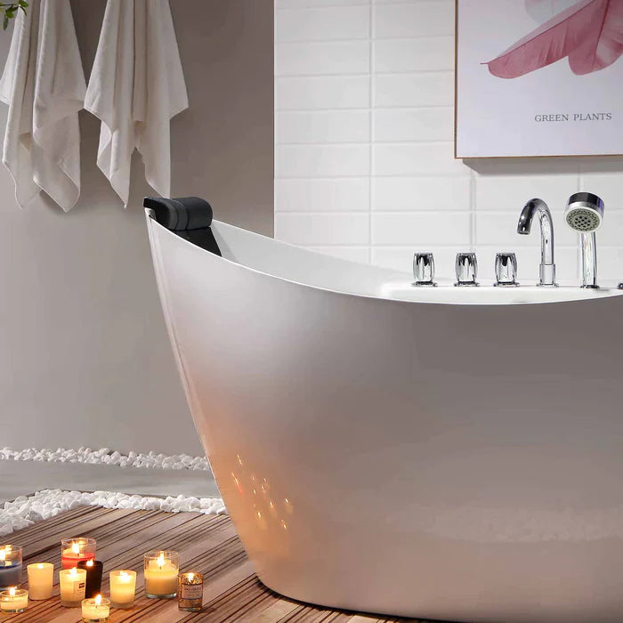Empava 59" Freestanding Hourglass Whirlpool Bathtub with Faucet, EMPV-59AIS11 Empava