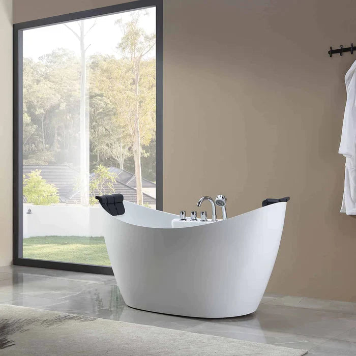 Empava 59" Freestanding Hourglass Whirlpool Bathtub with Faucet, EMPV-59AIS11 Empava
