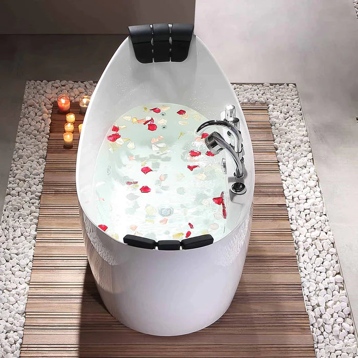 Empava 59" Freestanding Hourglass Whirlpool Bathtub with Faucet, EMPV-59AIS11 Empava