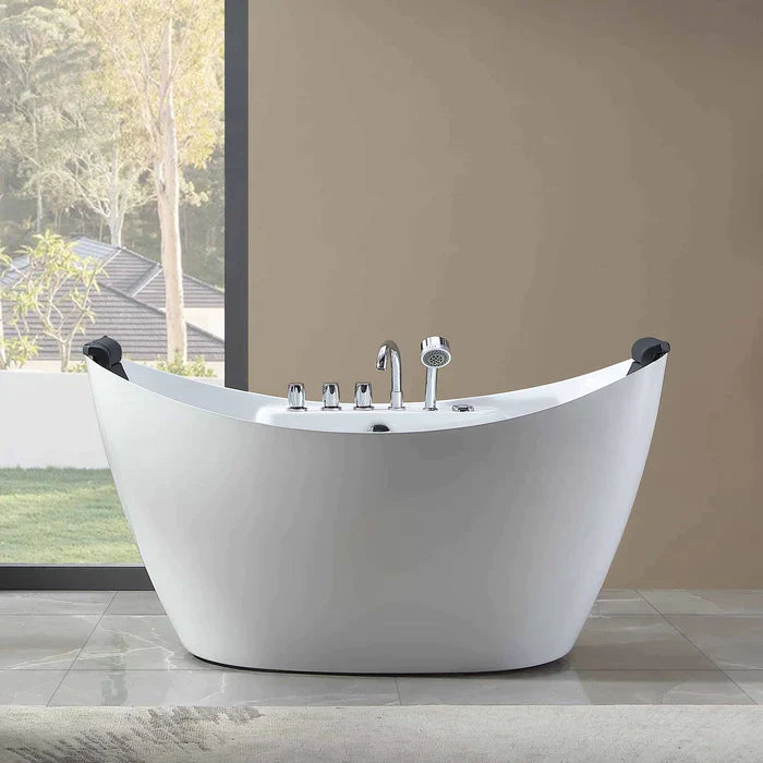 Empava 59" Freestanding Hourglass Whirlpool Bathtub with Faucet, EMPV-59AIS11 Empava
