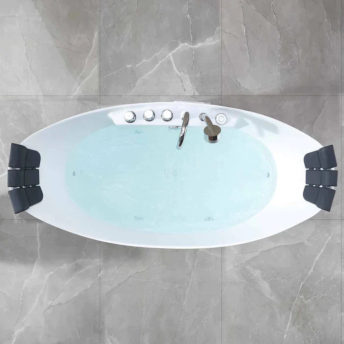 Empava 59" Freestanding Hourglass Whirlpool Bathtub with Faucet, EMPV-59AIS11 Empava