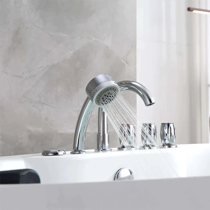 Empava 59" Freestanding Oval Whirlpool Bathtub with Faucet, EMPV-59AIS12 Empava