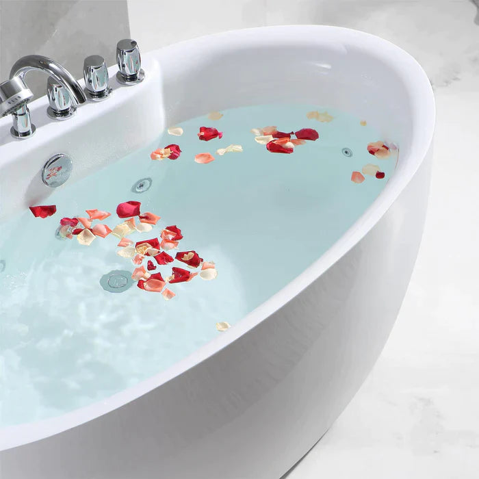 Empava 59" Freestanding Oval Whirlpool Bathtub with Faucet, EMPV-59AIS12 Empava