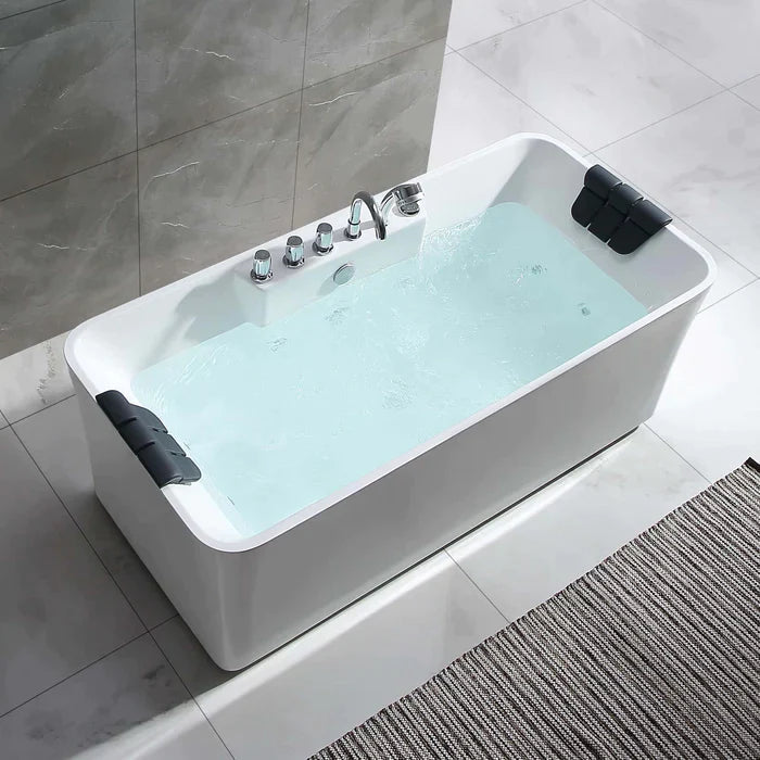 Empava 59" Freestanding Whirlpool Bathtub with Faucet, EMPV-59AIS15 Empava