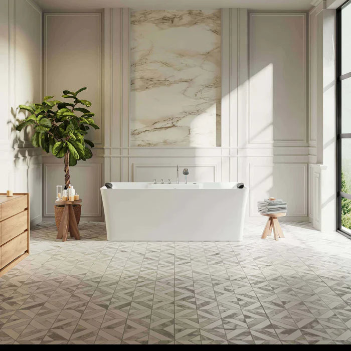 Empava 59" Freestanding Whirlpool Bathtub with Faucet, EMPV-59AIS15 Empava