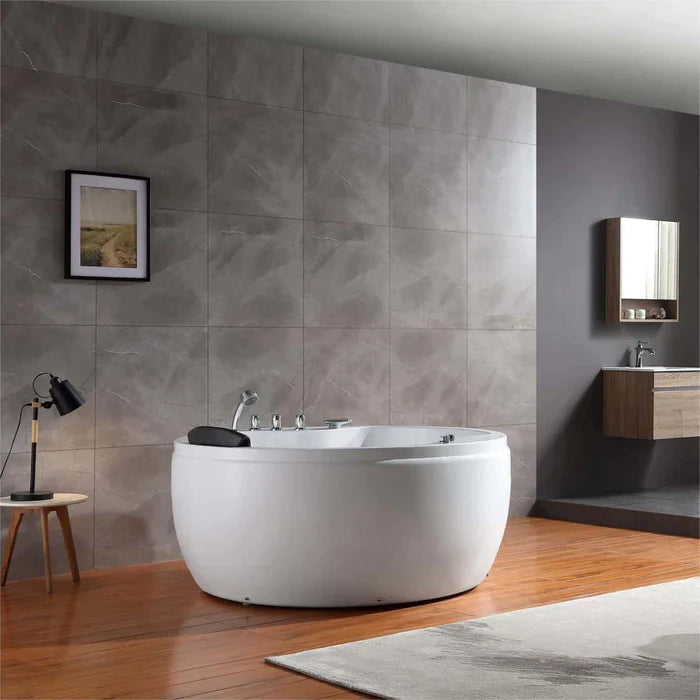 Empava 59" Freestanding Round Whirlpool Bathtub with with Right Drain, EMPV-59JT005 Empava