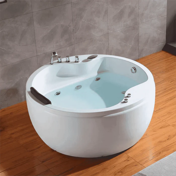 Empava 59" Freestanding Round Whirlpool Bathtub with with Right Drain, EMPV-59JT005 Empava