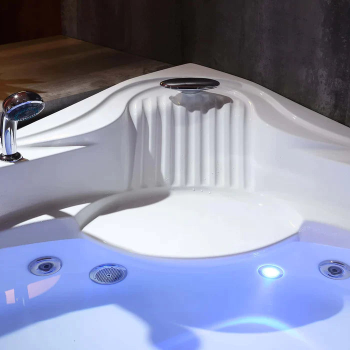 Empava 59" Hydrotherapy Corner Thermostatic LED Whirlpool Bathtub with Left Drain, EMPV-59JT319LED Empava