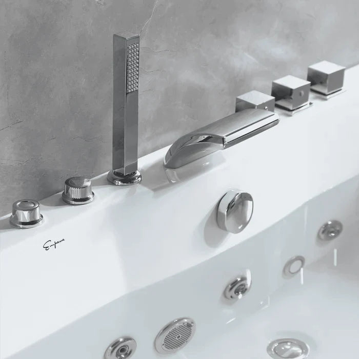 Empava 59" Modern Alcove Whirlpool Bathtub with Center Drain and LED Lights, EMPV-59JT408LED Empava