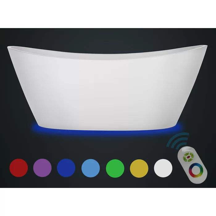 Empava 67" Freestanding Soaking Bathtub with LED Lights, EMPV-67FT1518LED Empava