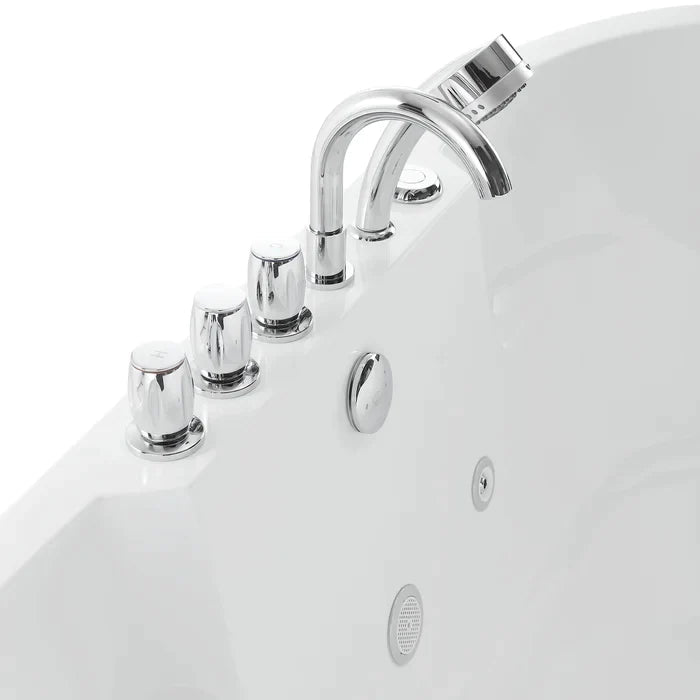 Empava 67" Freestanding Oval Whirlpool Bathtub with Faucet, EMPV-67AIS17 Empava