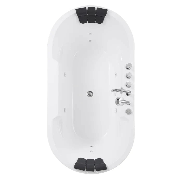Empava 67" Freestanding Oval Whirlpool Bathtub with Faucet, EMPV-67AIS17 Empava
