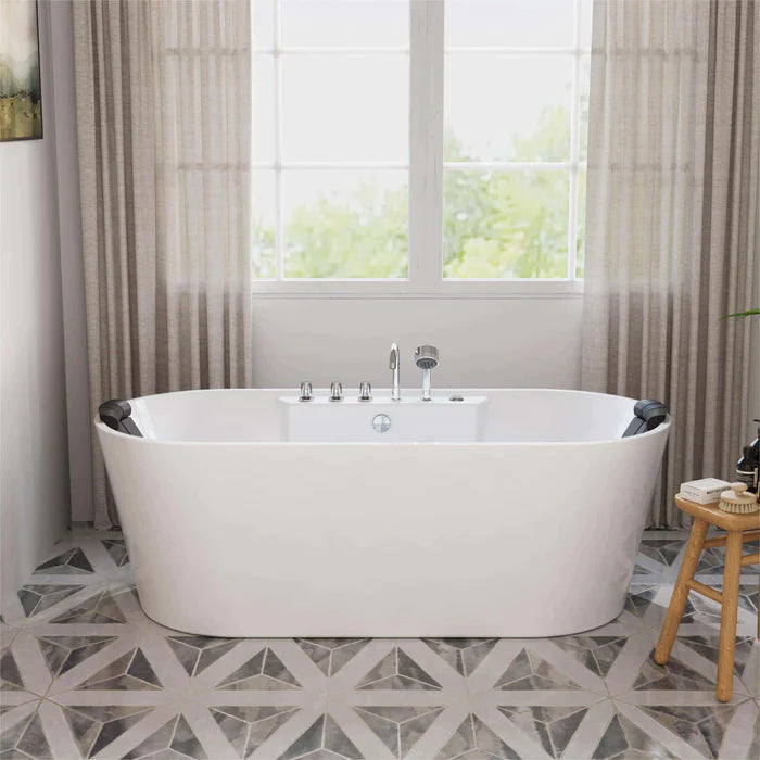 Empava 67" Freestanding Whirlpool Bathtub with Faucet, EMPV-67AIS01 Empava