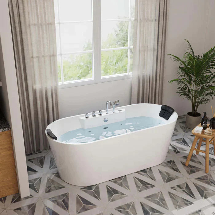 Empava 67" Freestanding Whirlpool Bathtub with Faucet, EMPV-67AIS01 Empava