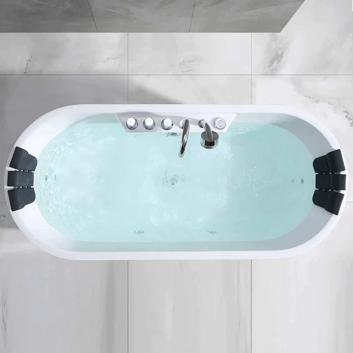 Empava 67" Freestanding Whirlpool Bathtub with Faucet, EMPV-67AIS01 Empava