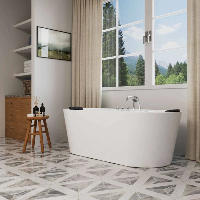 Empava 67" Freestanding Whirlpool Bathtub with Faucet, EMPV-67AIS01 Empava