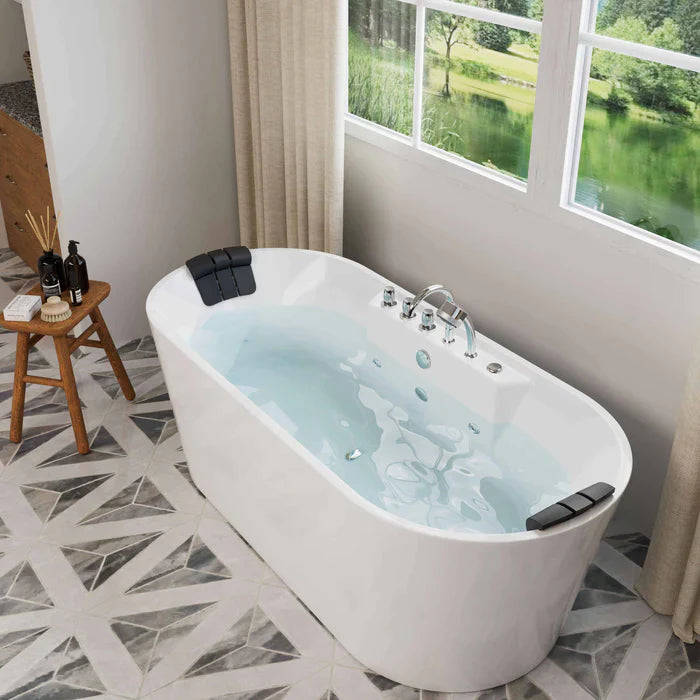 Empava 67" Freestanding Whirlpool Bathtub with Faucet, EMPV-67AIS01 Empava