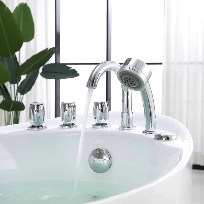 Empava 67" Freestanding Whirlpool Acrylic Bathtub with Faucet, EMPV-67AIS02 Empava