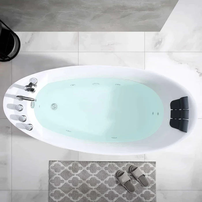 Empava 67" Freestanding Whirlpool Acrylic Bathtub with Faucet, EMPV-67AIS02 Empava