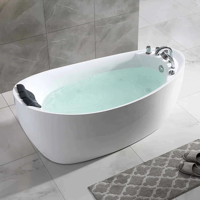 Empava 67" Freestanding Whirlpool Acrylic Bathtub with Faucet, EMPV-67AIS02 Empava