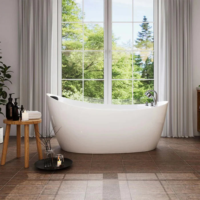Empava 67" Freestanding Whirlpool Acrylic Bathtub with Faucet, EMPV-67AIS02 Empava