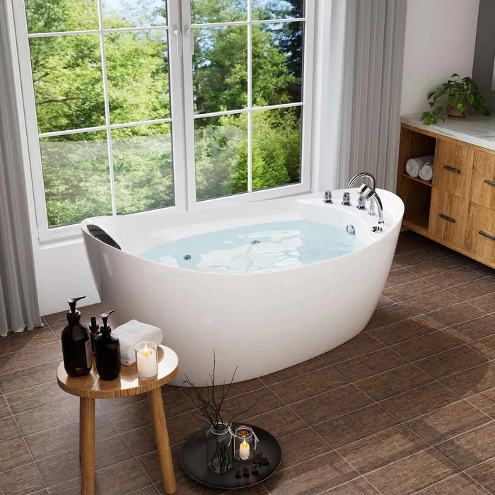 Empava 67" Freestanding Whirlpool Acrylic Bathtub with Faucet, EMPV-67AIS02 Empava